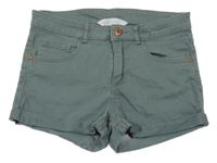 Khaki rifľové kraťasy H&M
