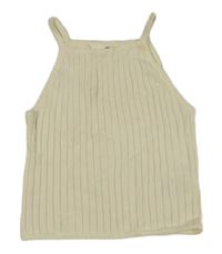 Smotanový rebrovaný úpletový crop top H&M