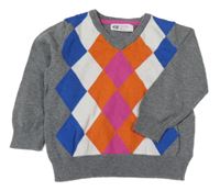 Šedo/melírovano-barevný/károvaný sveter H&M