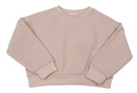 Pudrová rebrovaná oversize crop mikina PRIMARK