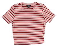 Ružovo-bielo-červené pruhované crop tričko New Look