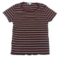Čierno-červeno-biele pruhované tričko Primark