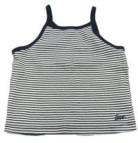 Tmavomodro-biely pruhovaný rebrovaný crop top Zara