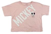 Růžové crop tričko s Mickeym Disney