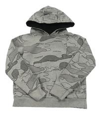 Sivá melírovaná army mikina s kapucňou a nápismi zn. Firetrap