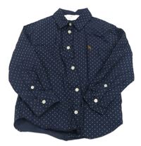 Tmavomodrá puntíkatá košile s výšivkou H&M