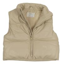 Béžová koženková zateplená crop vesta Zara