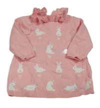 Ružové svetrové šaty s králikmi a golierikom zn. Nutmeg