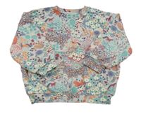 Modro-farebná kvetovaná mikina s jednorožcami Nutmeg