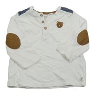 Bílé triko s medvědem a knoflíky Obaibi