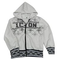 Biela športová prepínaci mikina so vzorom a kapucňou