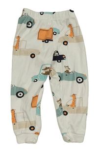 Bílé pyžamové kalhoty s auty se zvířaty Topomini