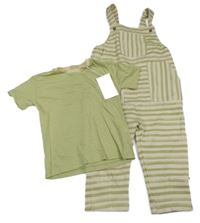 Nové - 2set - Béžovo-zelené pruhované na traké tepláky + pruhované tričko Leigh Tucker