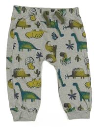 Šedé melírované tepláky s dinosaury Nutmeg