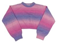 Růžovo-levandulovo-lila crop sveter H&M