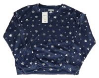 Nové - Tmavomodrá plyšová mikina s hvězdami