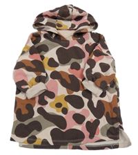 Růžovo-hnědé vzorované teplákové oversize šaty s kapucí Next