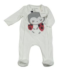 Nové - Bílý sametový overal s beruškou