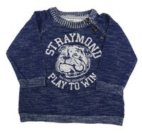 Tmavomodrý melírovaný sveter s buldokem H&M