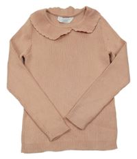 Ružový rebrovaný sveter s golierikom Primark