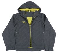 Tmavošedá vzorovaná šusťáková jarní bunda s kapucí