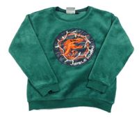 Zelená chlpatá mikina s dinosaurem - Jurský svět