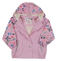Ružová nepromokavá bunda s mašľami a kapucňou Lupilu