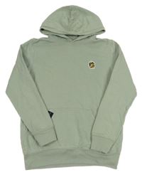 Zelenošedá mikina s nášivkou a kapucňou Forty