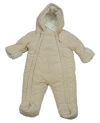 Nové - Béžová manšestrová zateplená kombinéza s kapucí M&S