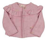 Ružové trblietavé sako s volánikmi River Island