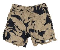 Hnědo-černé vzorované lněné kraťasy River Island