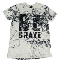 Bielo-čierne vzorované tričko s nápisom