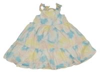 Svetloružová -žlto-svetlomodré batikované šaty George