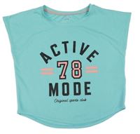 Svetlomodré športové crop tričko s nápisom a číslom H&M