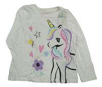 Nové - Bílé triko s jednorožcem Primark