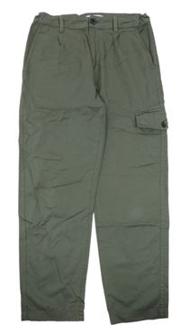 Khaki plátěné kalhoty s kapsou Zara