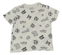 Biele tričko s futbalovým motívom Primark
