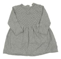 Sivé melírované svetrové šaty s perforovaným vzorom H&M