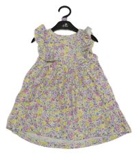 Nové - Bielo-ružovo-žlté kvetované bavlnené šaty Mothercare