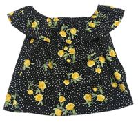 Čierno-žltý bodkovaná ý ľahký top s kvetmi Primark