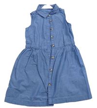 Modré propínací šaty riflového vhledu s golierikom H&M