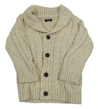 Smetanový vzorovaný vlněný propínací svetr Next