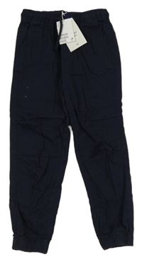 Nové - tmavomodré plátěné cuff kalhoty H&M