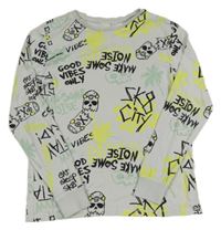 Svetlosivé pyžamové tričko s nápismi a skaty H&M