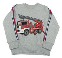 Šedá melírovaná mikina s hasiči C&A