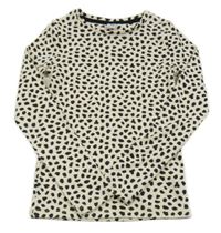 Smetanovo-černé vzorované žebrované triko Tu