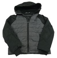 Sivo-čierna šušťáková zateplená bunda s kapucňou Next