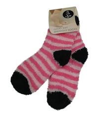 Nové - ružové pruhované chlpaté ponožky