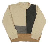 Smetanovo-sivo-hnedý ľahký sveter shein