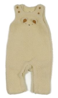 Smetanové huňaté podšité laclové tepláky s medvědy M&S